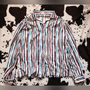 "GRAFF" WOMEN'S 80'S/90'S STRIPED BLOUSE - MULTI